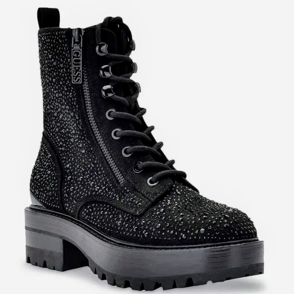 Guess Brand Black Rhinestone Boots Size 8